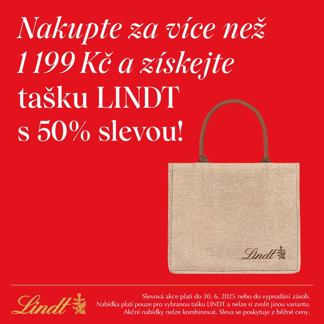 Nakupte za více než 1 199 Kč a získejte tašku LINDT s 50% slevou!