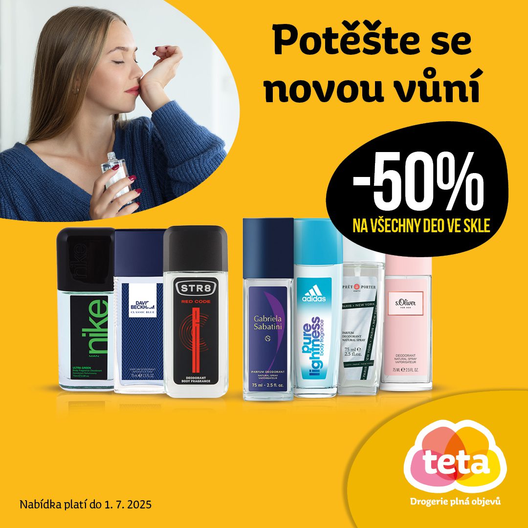 Sleva 50 % na všechny deo ve skle