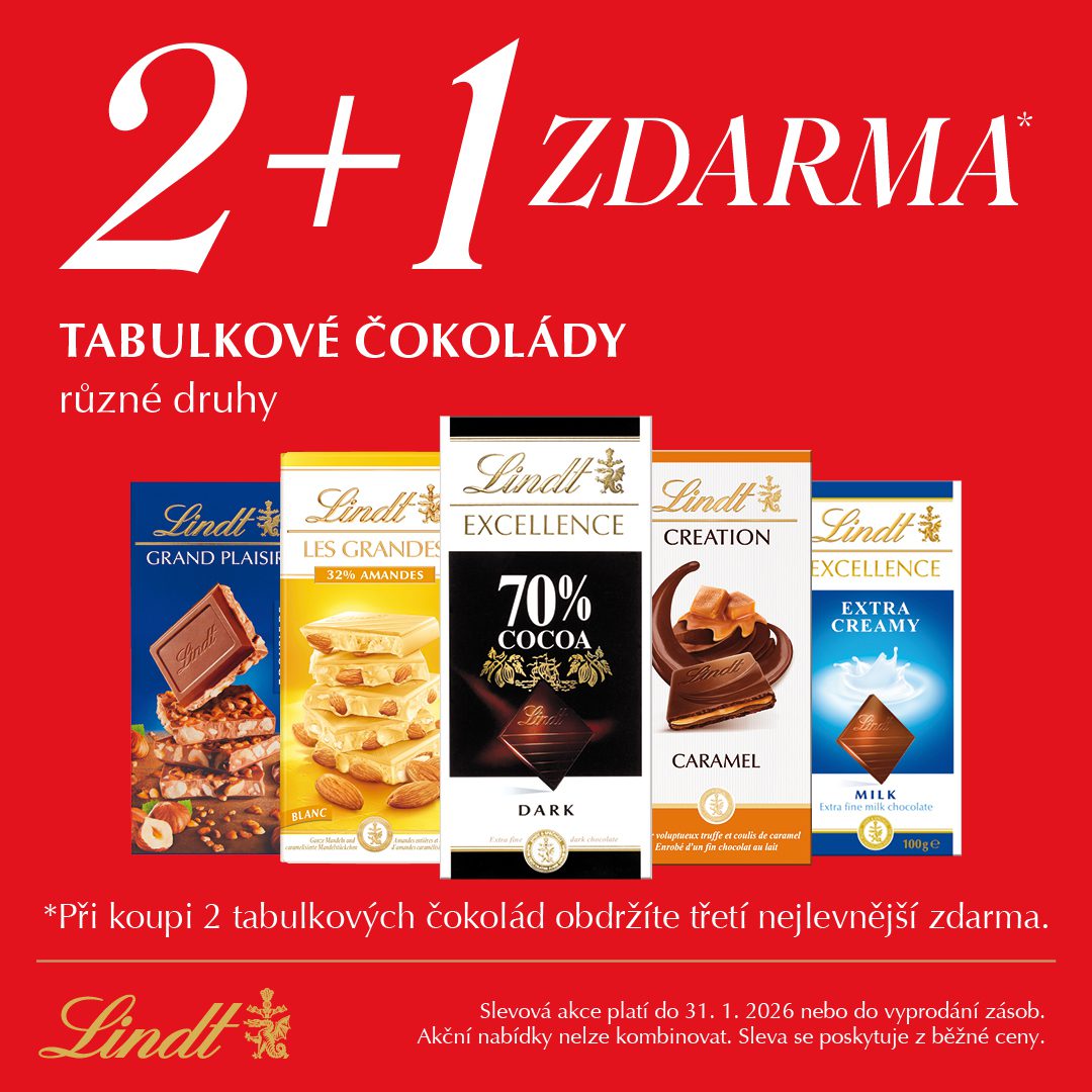 Tabulkové čokolády – 2+1 zdarma
