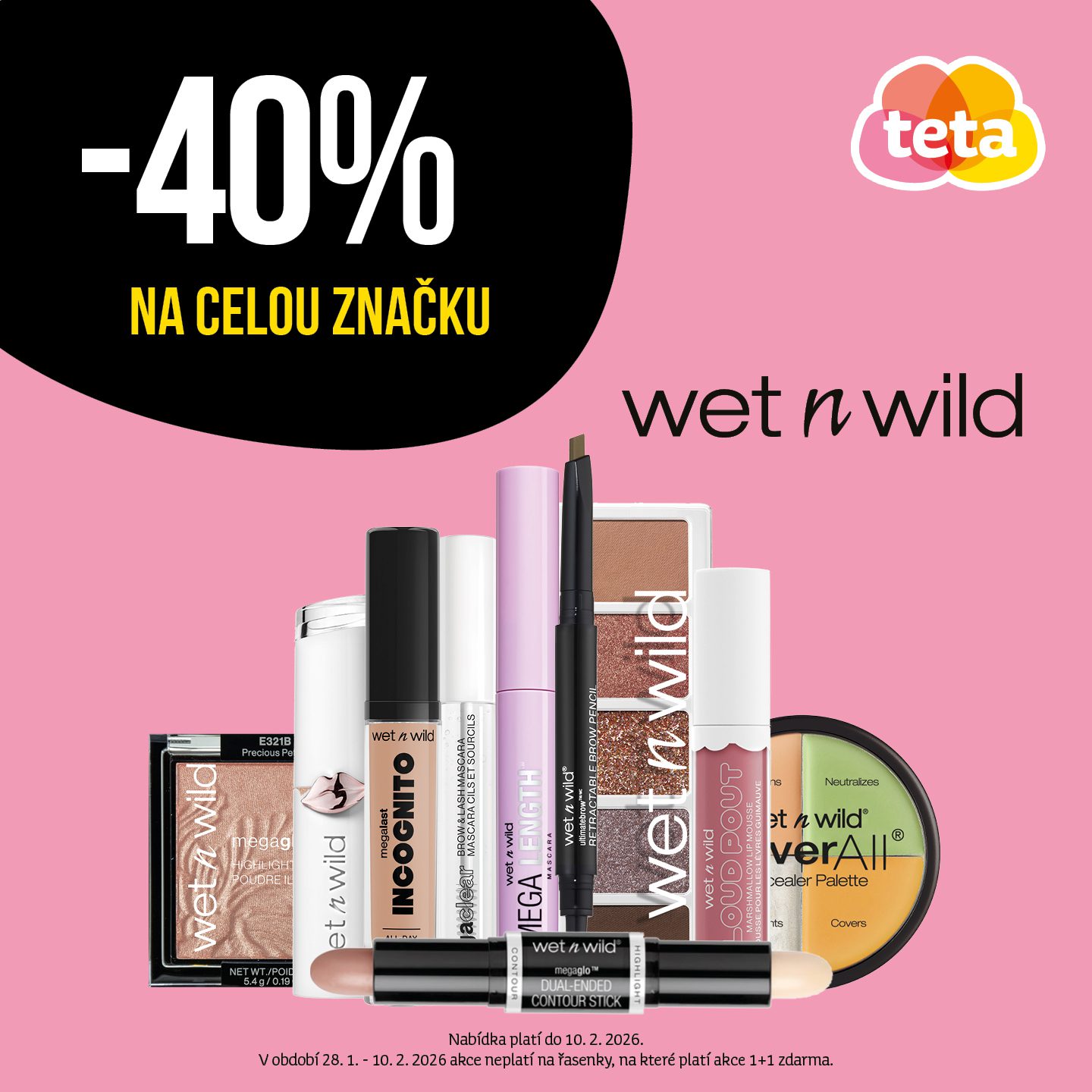 Sleva 40 % na dekorativní kosmetiku wet n wild