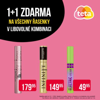obrázek obsahuje: 1+1 zdarma na všechny řasenky