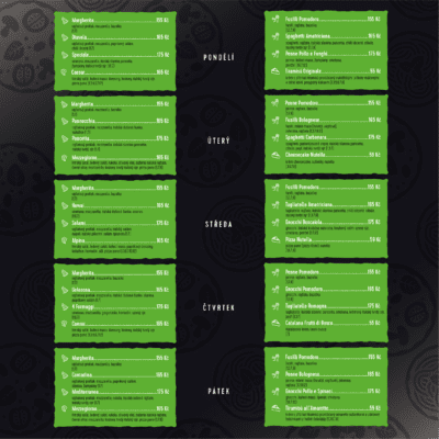 obrázek obsahuje: Obědové menu od 02. - 06.03.2026