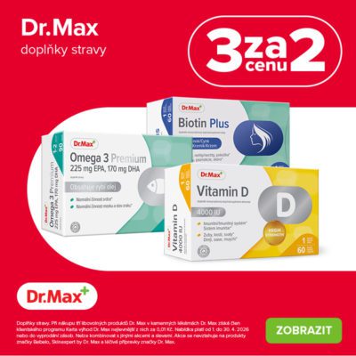 obrázek obsahuje: Dr. Max produkty 3 za 2