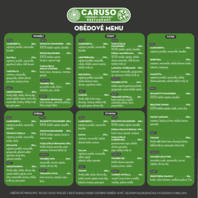 obrázek obsahuje: Obědové menu od 30.03. - 03.04.2026