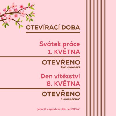 obrázek obsahuje: Květnová otevírací doba