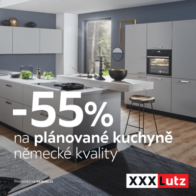 obrázek obsahuje: Sleva 55 % na plánované kuchyně