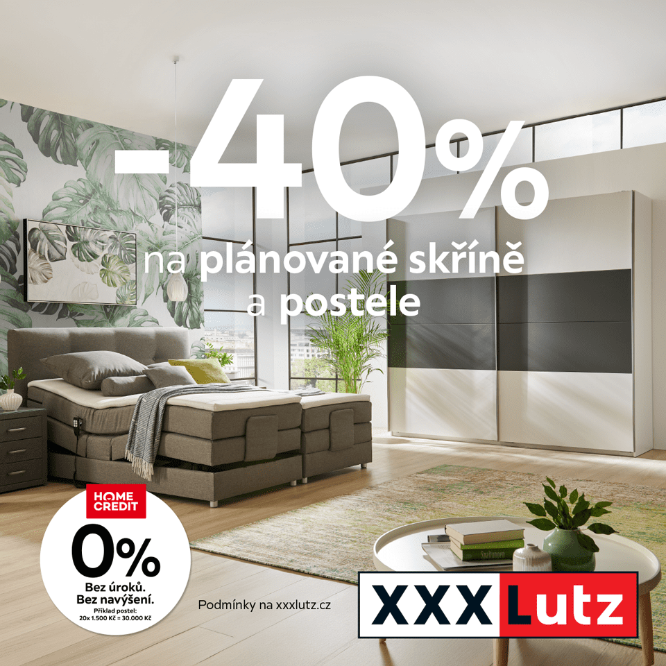 -40&nbsp;% na plánované skříně a&nbsp;postele