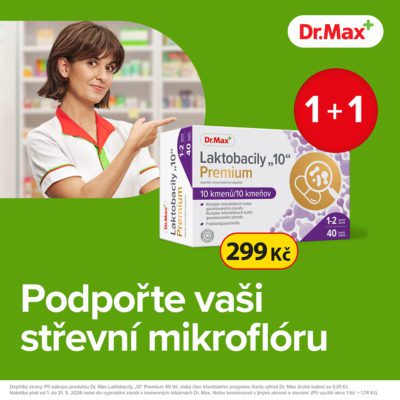obrázek obsahuje: Dr. Max Laktobacily 10 Premium 1 + 1