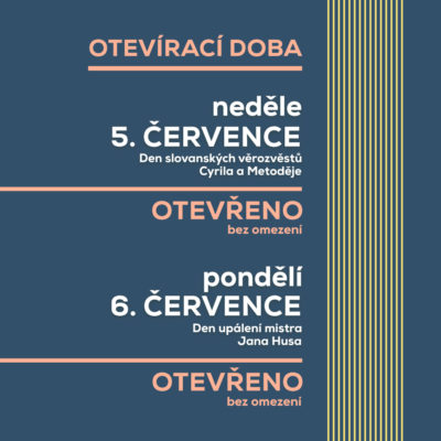 obrázek obsahuje: Červencová otevírací doba