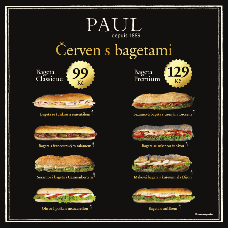 Červen s bagetami v pekařství PAUL