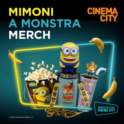 obrázek obsahuje: 🔸Mimoňský merch dorazil do Cinema City!💛