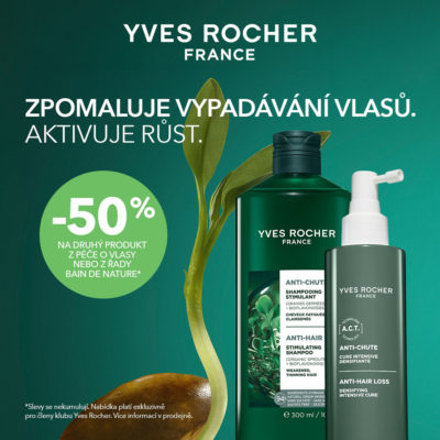 obrázek obsahuje: Sleva 50 % na druhý produkt z péče o vlasy od rostlinné kosmetiky Yves Rocher