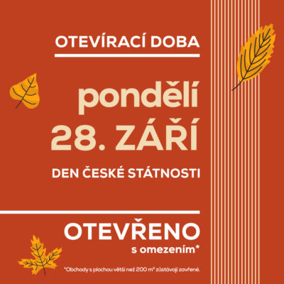 obrázek obsahuje: Otevírací doba 28. září