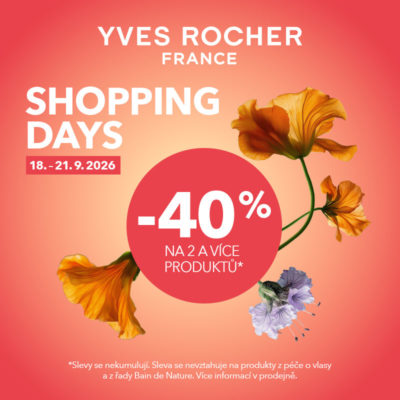 obrázek obsahuje: Shopping Days v Yves Rocher – sleva 40 % na 2 a více produktů