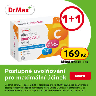 obrázek obsahuje: Dr. Max Vitamin C Imuno Akut 1+1